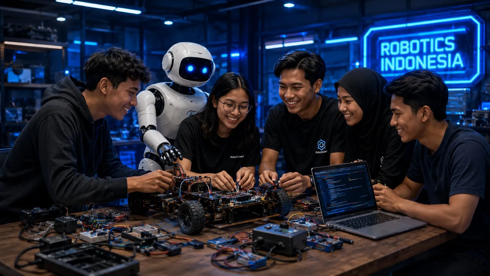 Tim robotik Indonesia bekerja di makerspace